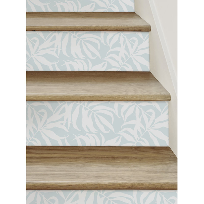 Feuilles de palmier tropicales, H 6,5 po x l 48 po, Bleu clair