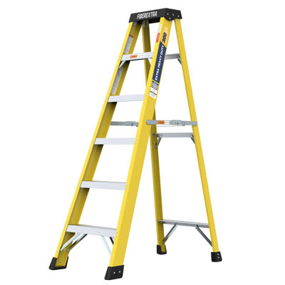 Fiberglass Reinforced Single Side Ladder – Lightweight Non-Conductive Access Ladder 6 step Yellow