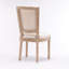 Chaise de salle à manger style français à structure carrée en bois massif avec dossier en lin, ensemble de 2