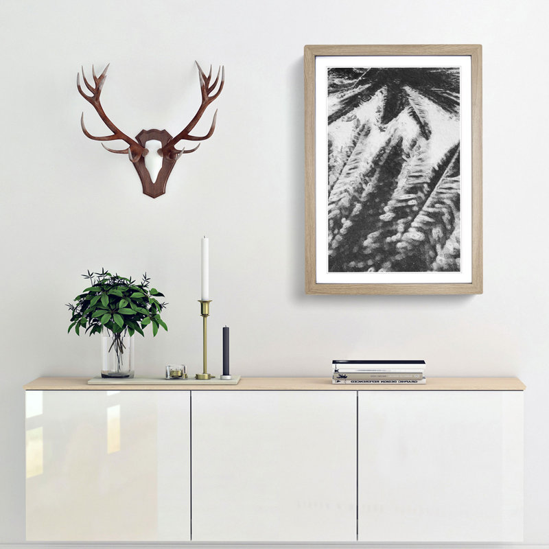 Palm Tree Shadows - Framed Print, 48cm H x 36cm W x 2cm D, Oak Framed