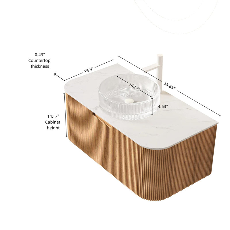 Meuble-lavabo flottant de luxe, 36, Transparent