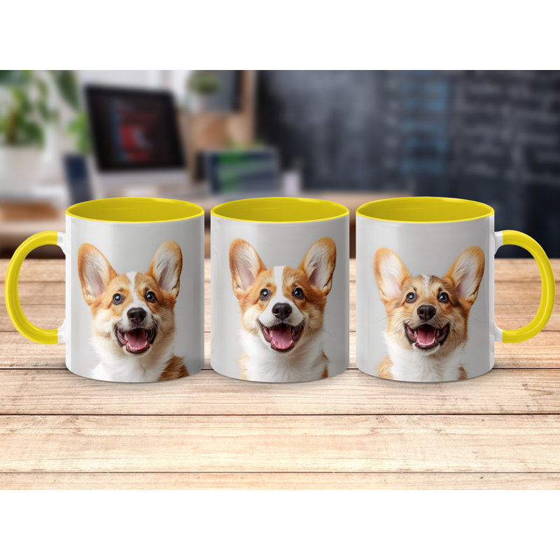 Ceramic Coffee Mug, 3, Yellow