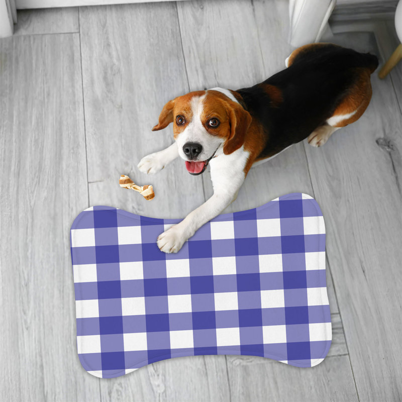 Tapis bleu marine à motif écossais 1 pièce