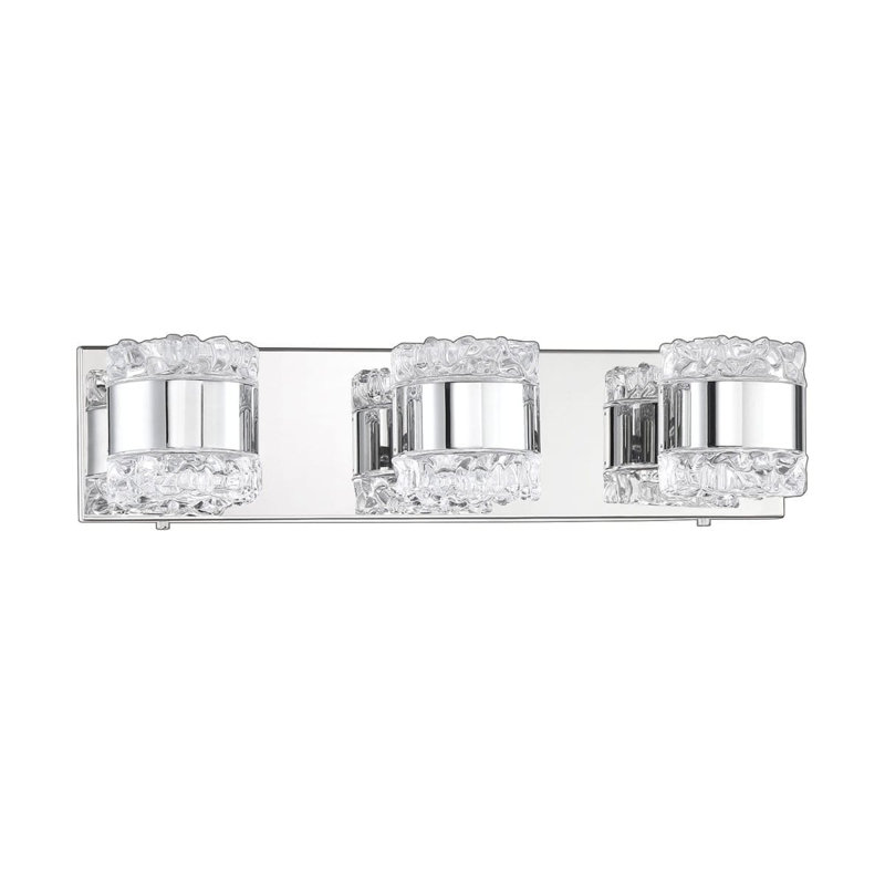 Luminaire de salle de bain à intensité variable avec verre cristal BA9 BAZIL, H 5,2 po x l 20 po x P 5,7 po, 3 lumières