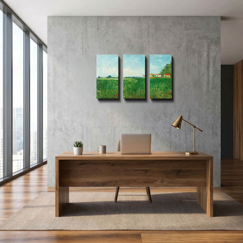 « Champ de coquelicots » de Vincent Van Gogh, triptyque mural, 91,4 cm x 61 cm, 78"x34"