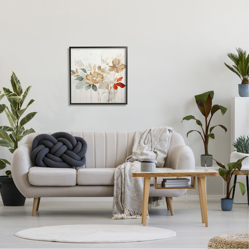 Bb-250-Fleurs modernes tendres encadrées sur bois, Giclée encadrée noir minuit, H 24 po x l 24 po x P 1,5 po