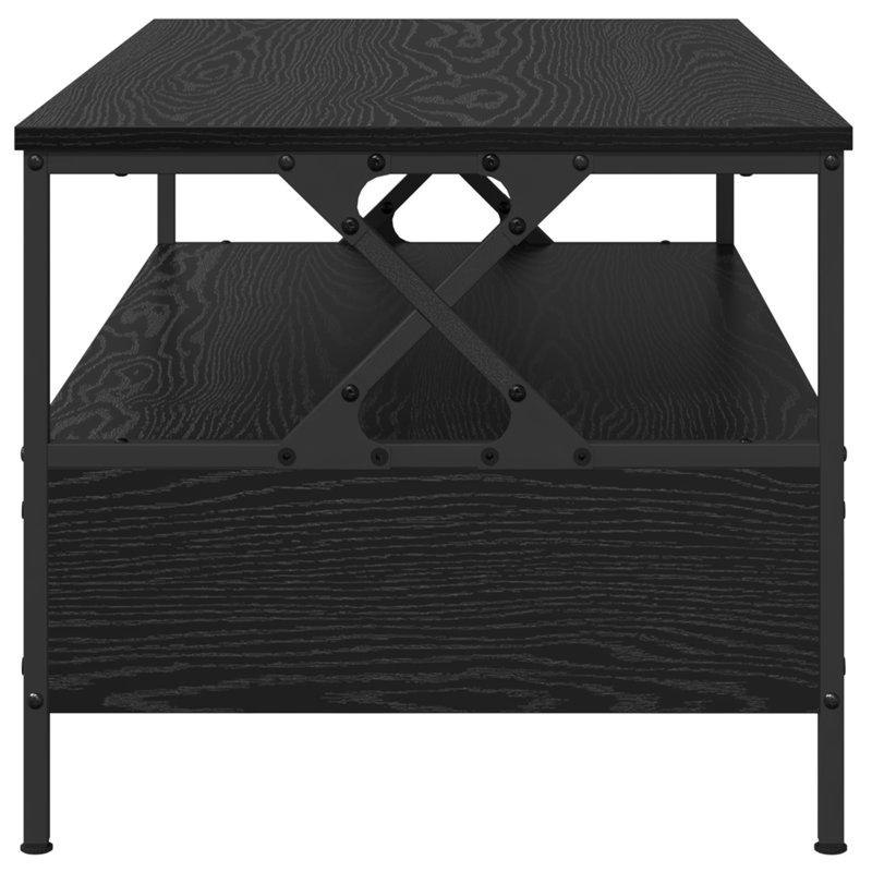 Coffee Table with Drawer Engineered wood Modern Living Room Table, Black Oak