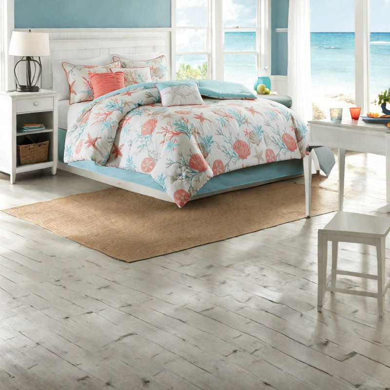 Ensembles de literie Coastal Luxury, édredon en satin de coton, conception corail éclatante pour la maison