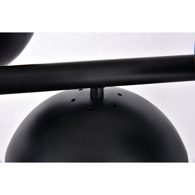 Azareyah 7-Light Dimmable Mid-Century Modern Chandelier, Black, Frosted White