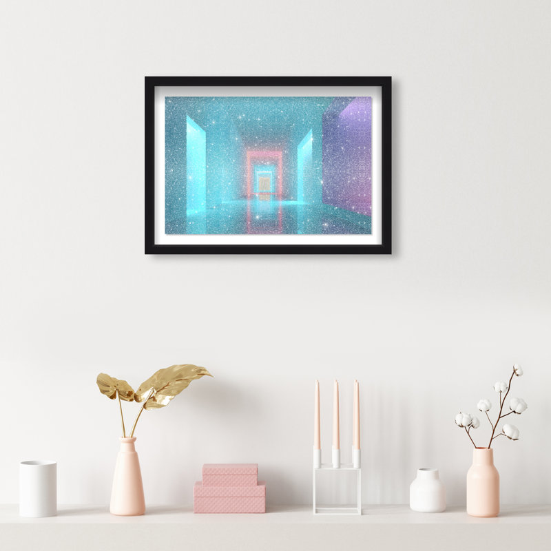 Cerulean Corridor III Framed Graphic Art, 11.5"H x 16.5"W, Black Shadowbox