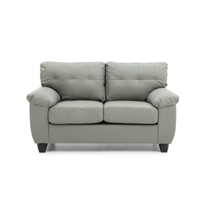 Benton 57'' Faux Leather Loveseat, Gray Faux Leather