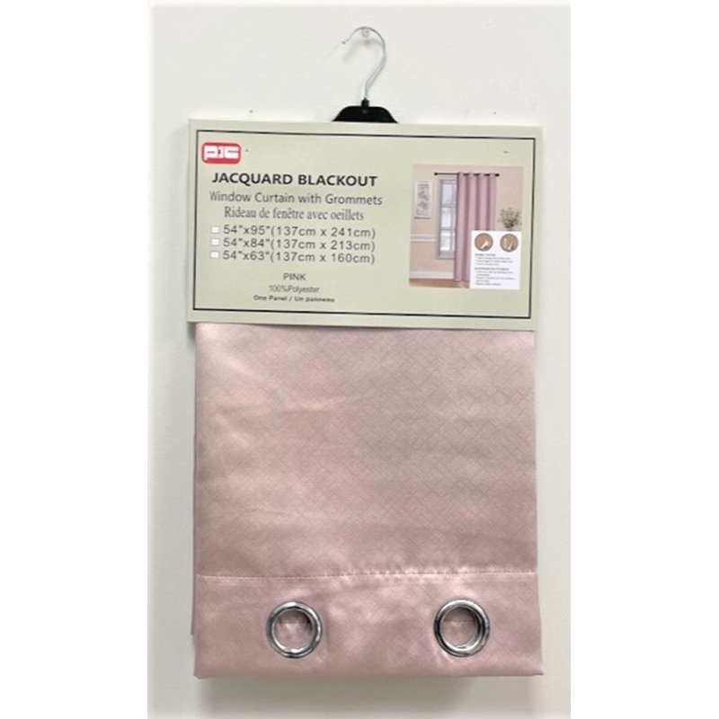 Panneau de rideau simple occultant et isolant avec œillets, Rose doux, L 54 po x L 72 po