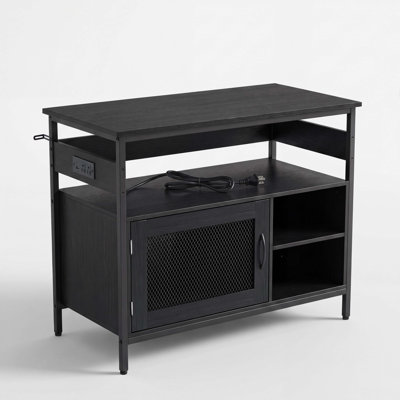 20‑29 Gallon/40-50 Gallon Aquarium Stand, Modern Metal Fish Tank Cabinet with Power Outlet & Wood-Grain Shelf for Living Room & Office