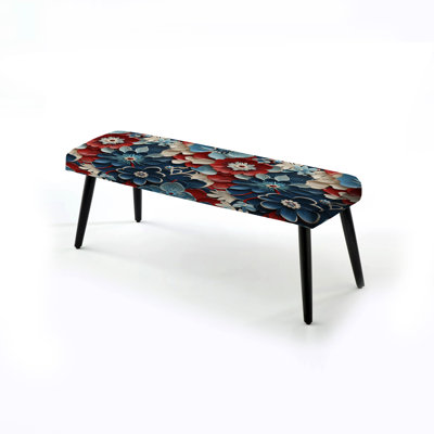Intricate Embellishments - Oriental Upholstered Black Bench