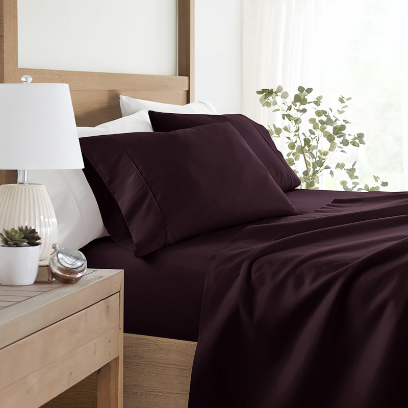 Sheet Set Solid Microfiber Ultra Soft Bedding, Purple, California King Sheet Set with 2 Pillowcases
