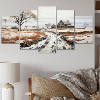 «Winter Farm», reproduction d'art mural en métal «Farm Farm»