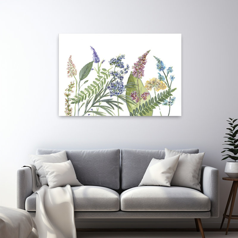 Art floral contemporain fleurs sauvages, H 48 po x l 32 po