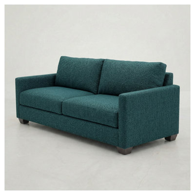Canapé Damon 3 places avec accoudoirs carrés, revêtement en velours bleu foncé, vert foncé ou bleu sarcelle, style traditionnel américain, structure en bois d'ingénierie