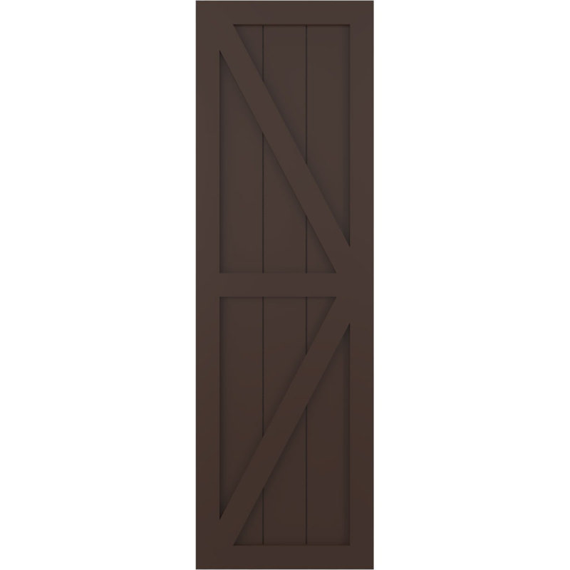True Fit PVC deux panneaux de ferme à fixation fixe avec barre en Z, Brun raisin, 12", 60"