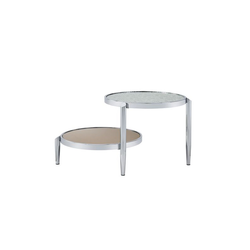 Table basse Abbe avec pieds tubulaires arrondis en chrome