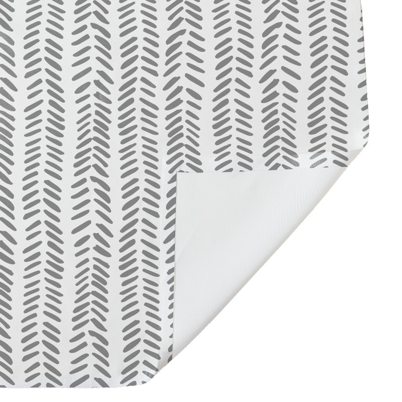  Geometric Single Shower Curtain, White/Grey