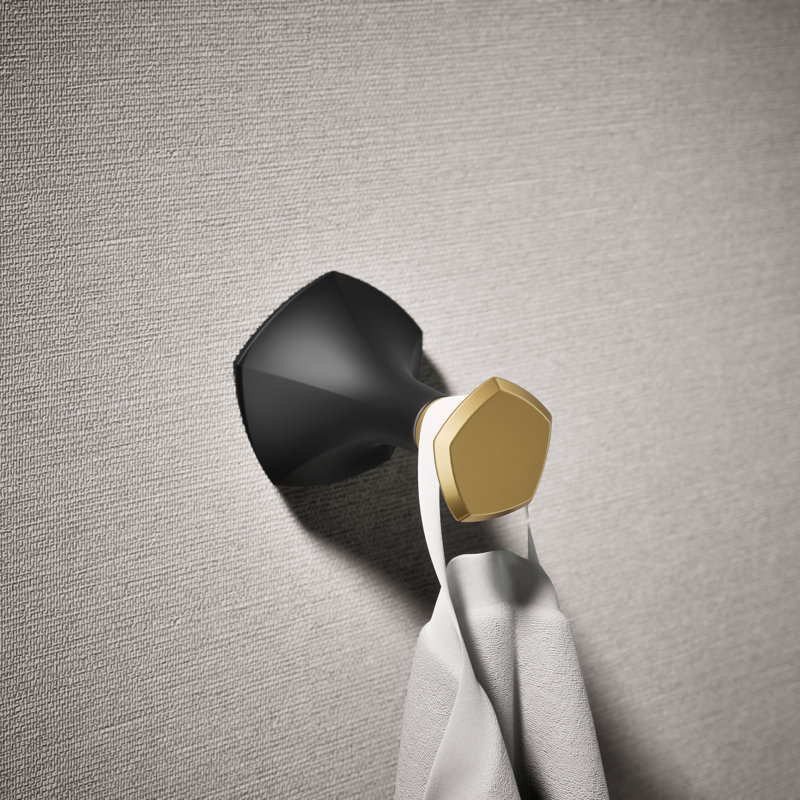 Occasion® Wall Mounted Robe Hook, Matte Black w/Moderne Brass