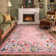 Floral Vintage Washable Pink Area Rug with Non Slip Backing - Low Pile Durable Carpet for Living Room, Bedroom, Dining Room or Office Decor