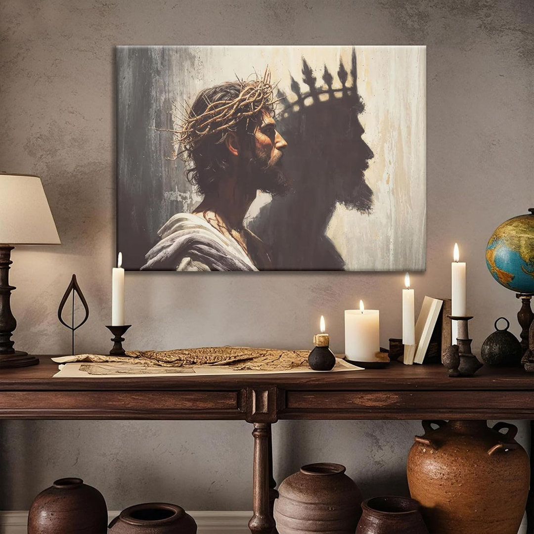 Jesus and Crown Canvas Wall Decor Christ Biblical Pictures Painting Prints