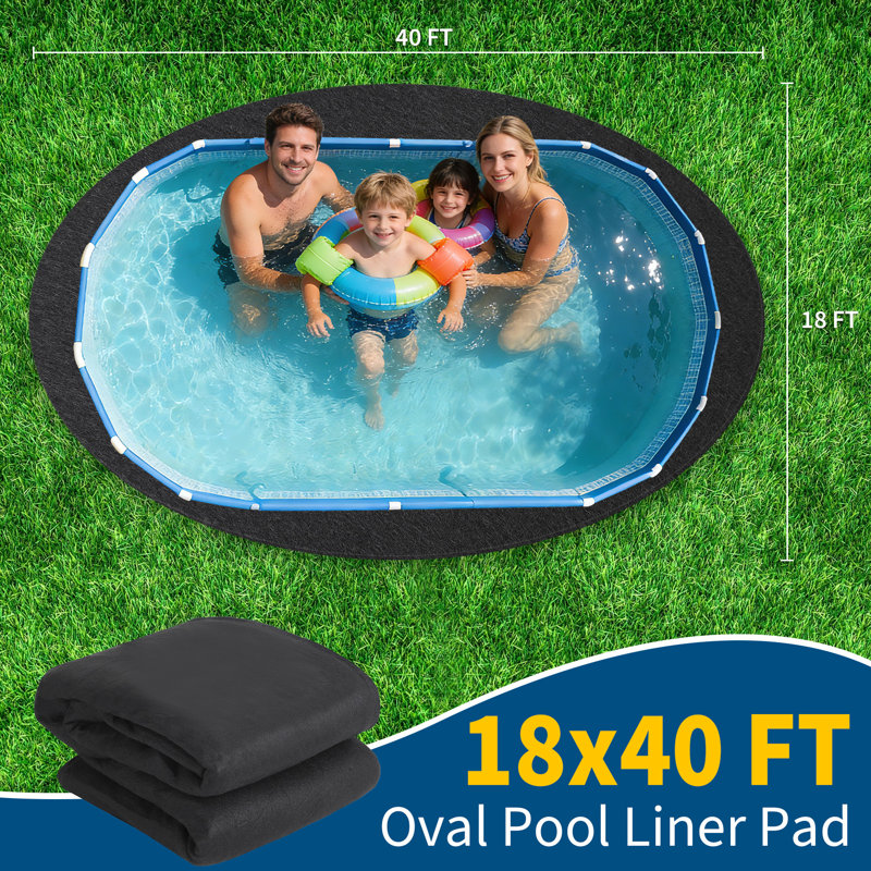 Tapis de piscine ovale robuste pour piscines hors terre, H 1 po x l 480 po x P 216 po