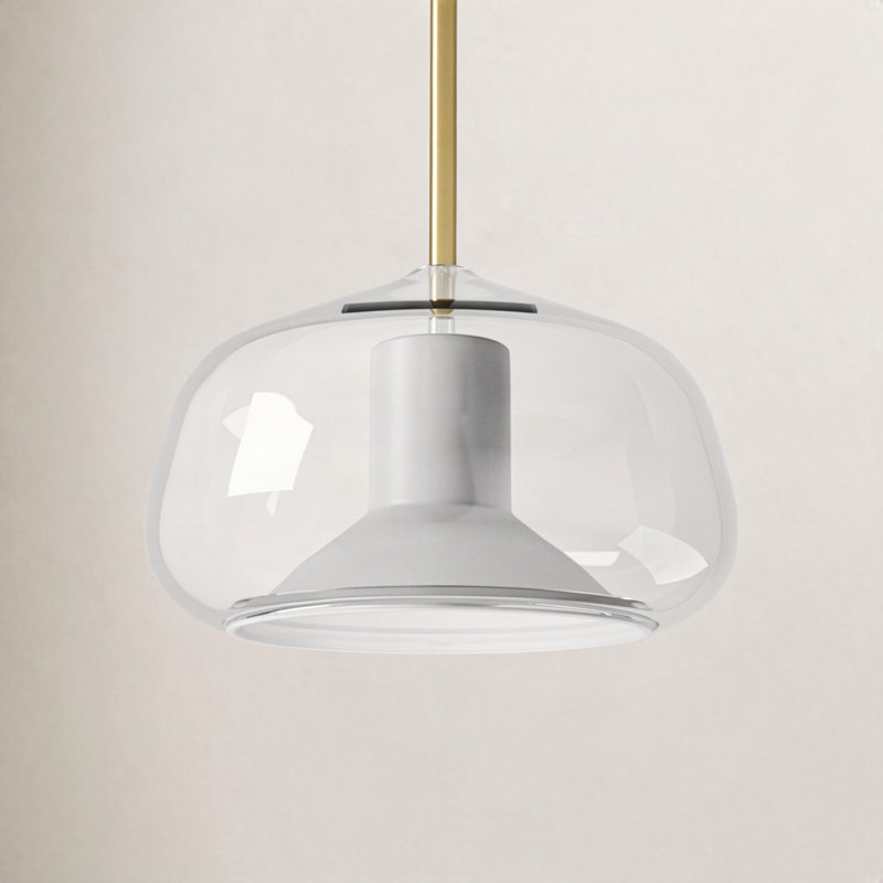 Ryia 1 - Light Single Pendant, Satin Brass, Clear