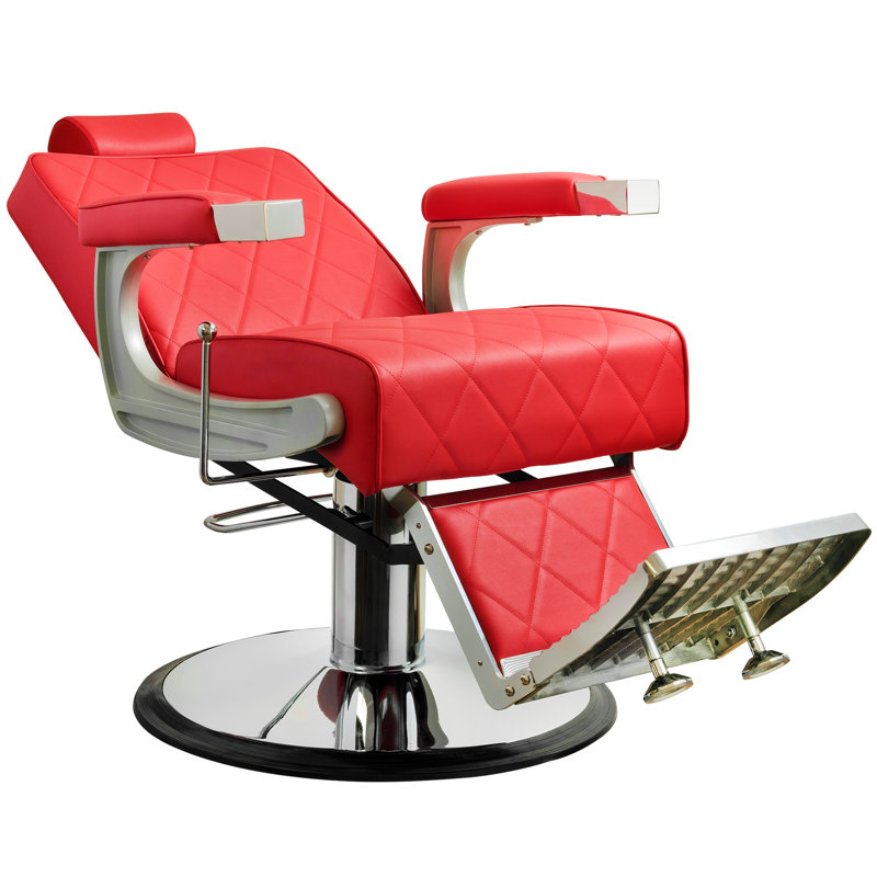 Fauteuil de coiffeur inclinable en similicuir Yestin, Similicuir rouge