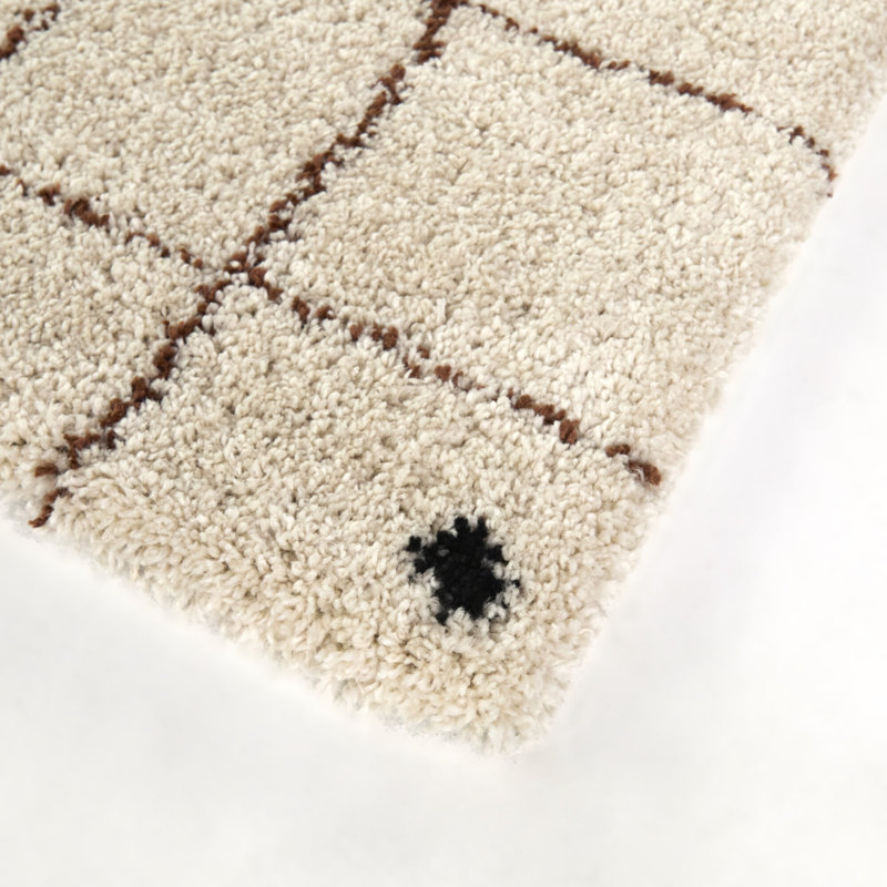 Tapis crème à motif abstrait moderne Emrys, Rectangle 5 pi 3 po x 7 pi