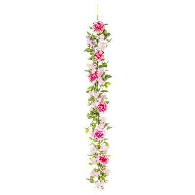 Guirlande hortensia rose, pivoine et cerise de 6 pi