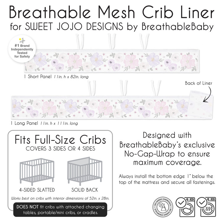 Breathable™ Mesh Liner for Mini Cribs, Classic 3mm Mesh, White (Size 4 –  BreathableBaby