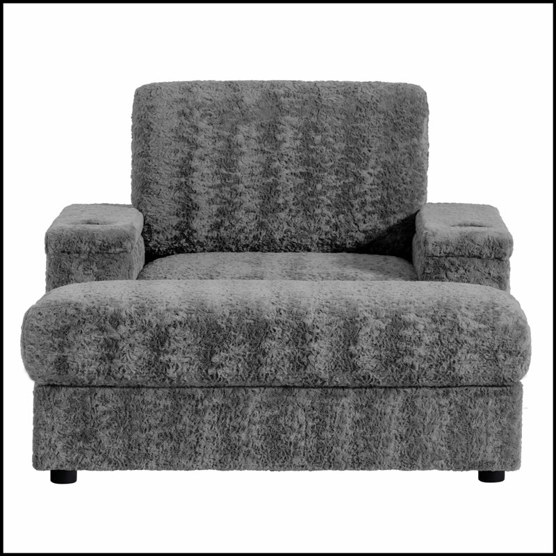 Luxueux canapé-lit en fausse fourrure de lapin avec rangement et porte-gobelet pour un confort et une fonctionnalité ultimes