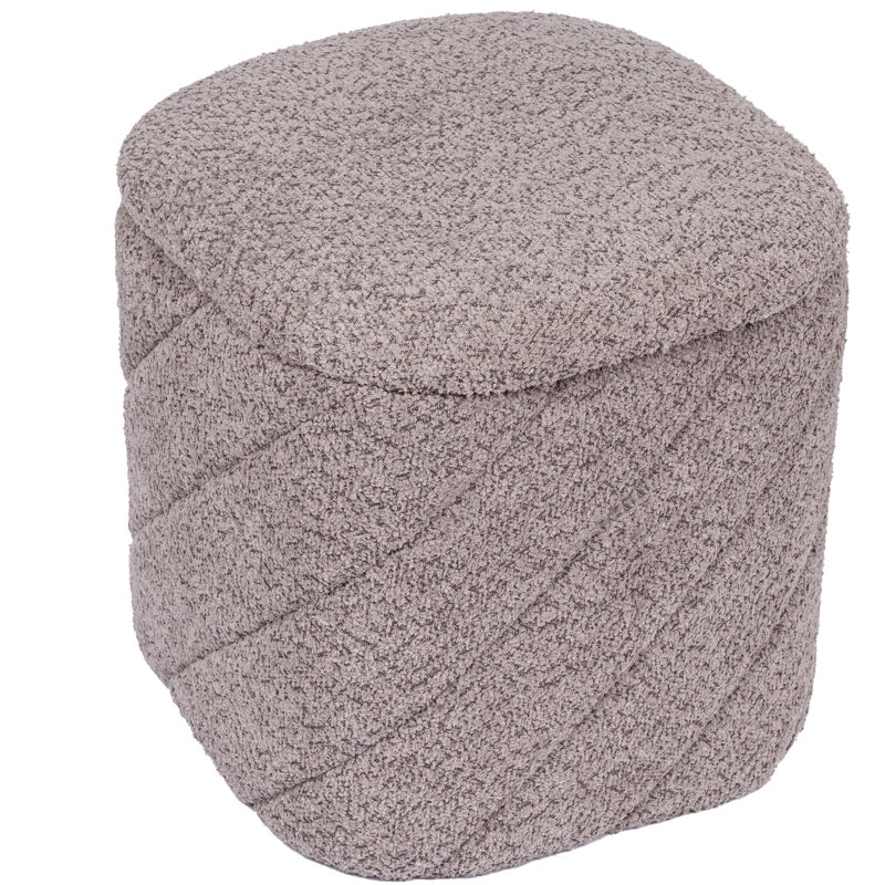 Repose-pieds carré capitonné en chenille avec rangement et plateau rabattable - 15 po x 15 po x 15 po, Gris