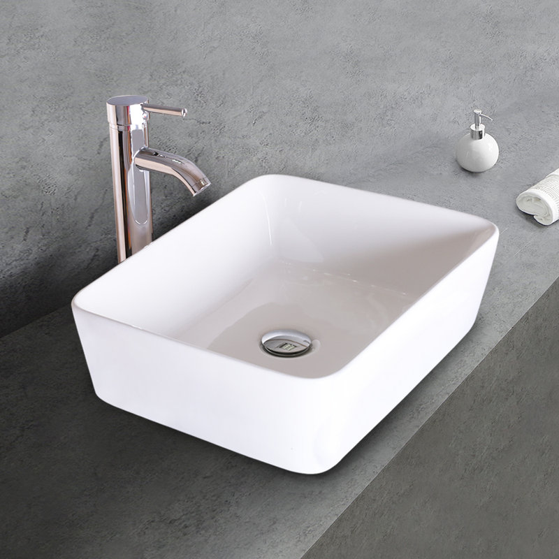 24" White MDF Bathroom Vanity with Ceramic Sink and Chrome Faucet