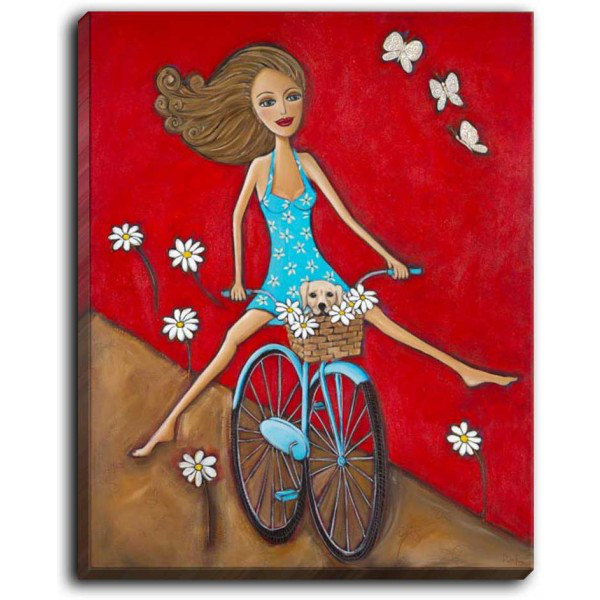 Reproduction d’art sur toile tendue "one fun spring day" par le daffara, H 14 po x l 11 po x P 1,5 po