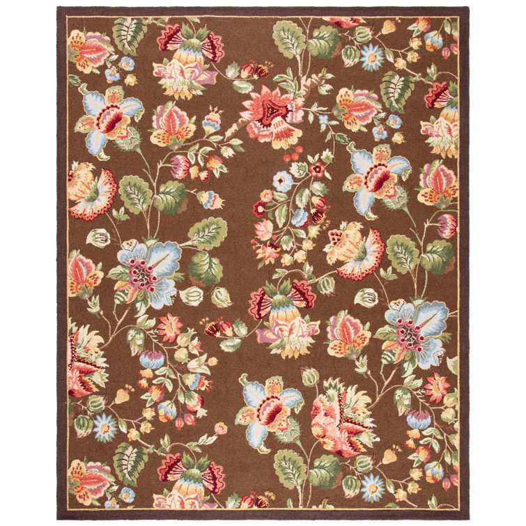 Hollander Floral Handmade Tufted Wool Brown Area Rug