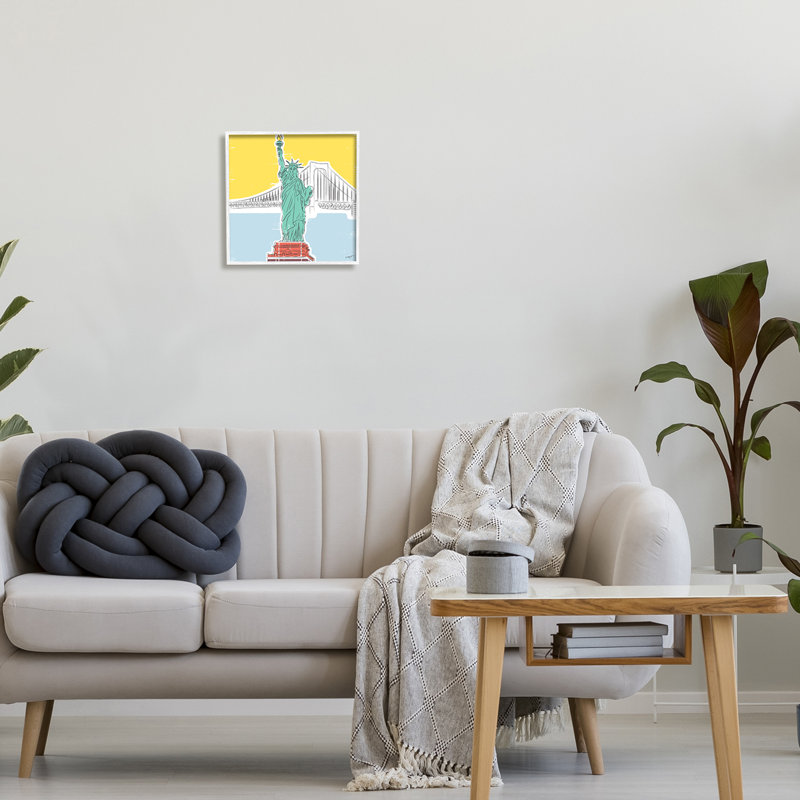 Statue de la liberté, portrait sur bois, Giclée encadrée blanc bord de mer, H 12 po x l 12 po x P 1,5 po