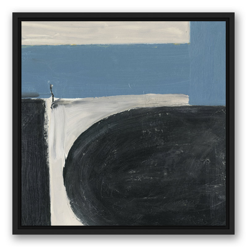 Formes abstraites bleues - peinture sur toile, H 21,75 po x l 21,75 po x P 1,75 po, Toile à cadre flottant noir