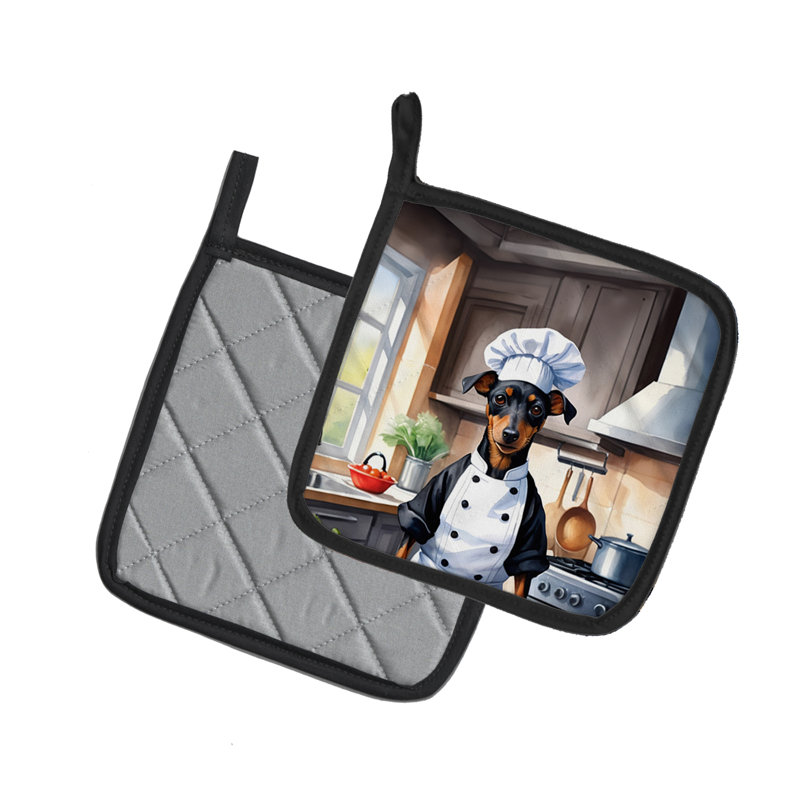 Caroline's Treasures The Dog Chef Polyester Potholder Set