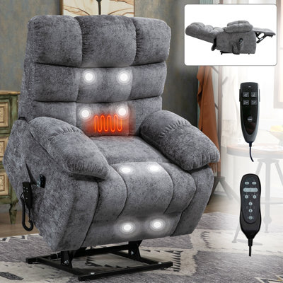 Fauteuil inclinable de massage thermique Lift Lift à deux moteurs avec position infinie jusqu'à 350 LBS