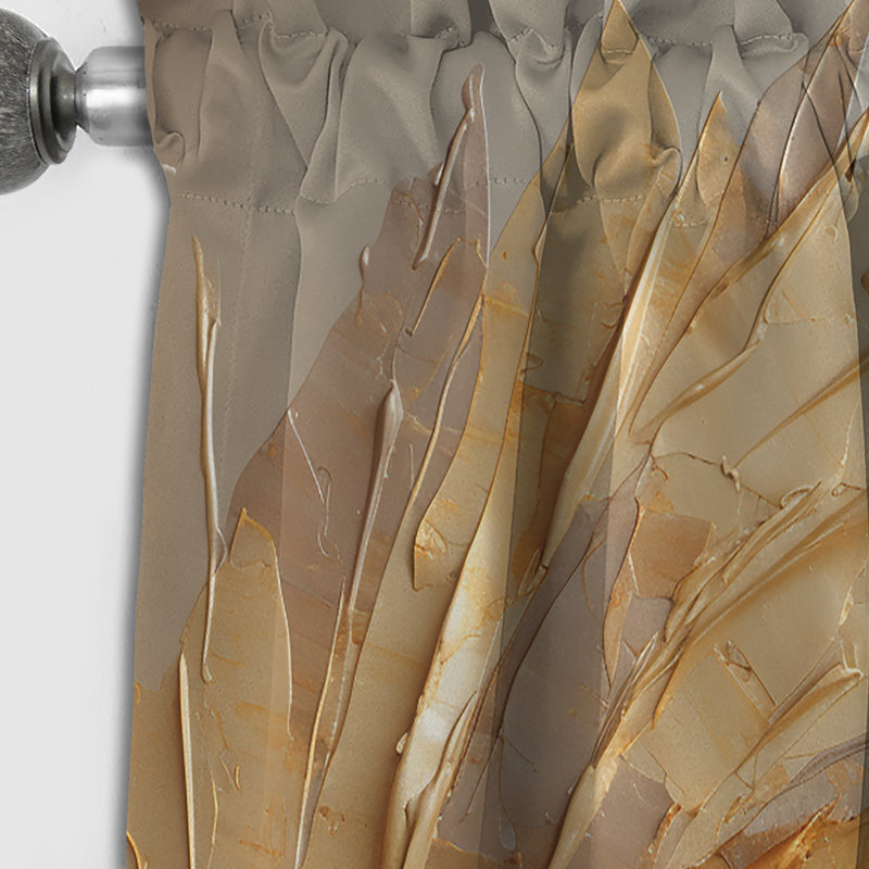 Brown Gilded Mocha Spiral - Abstract Spirals Blackout Abstract Curtain - 1 Panel, 52" W x 95" L