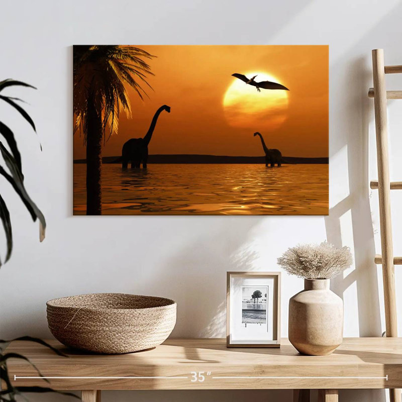 Gillard Dinosaurs Sunset, 16" H x 24" W