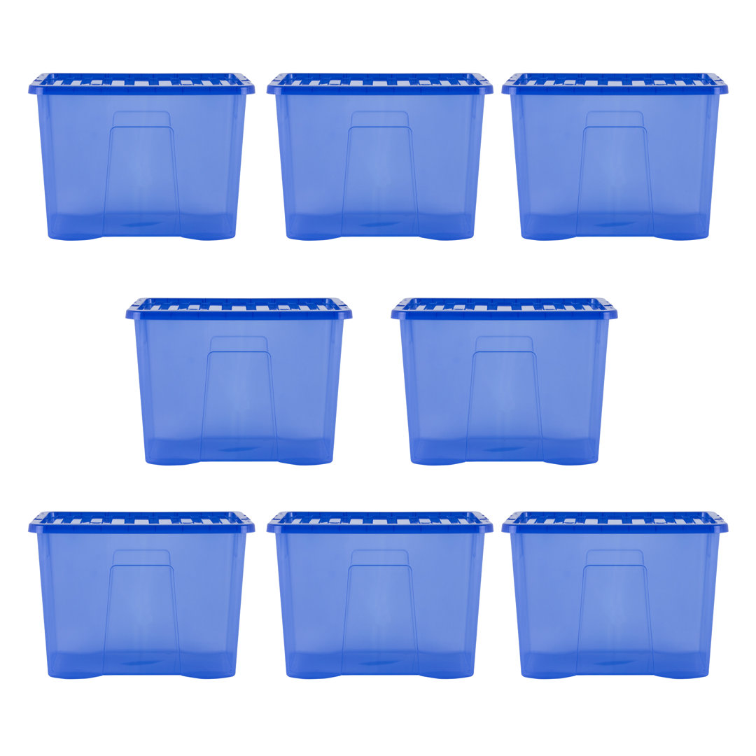 Wham Unisex Blue Crystal X 80L Stackable Plastic Storage Boxes With Lids In Size 8 - Image 2