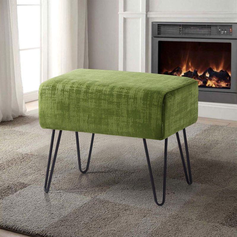 Alegre Velvet Ottoman, Calla Green Velvet
