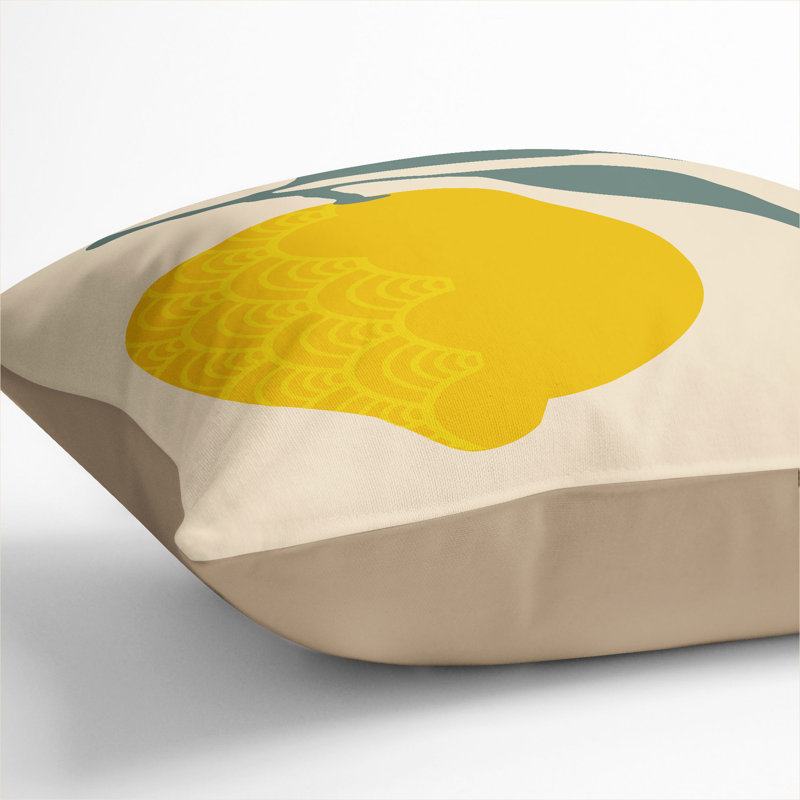 Lemon Fruit Square Throw Cushion, Stone, 55cm H x 55cm W x 20cm D