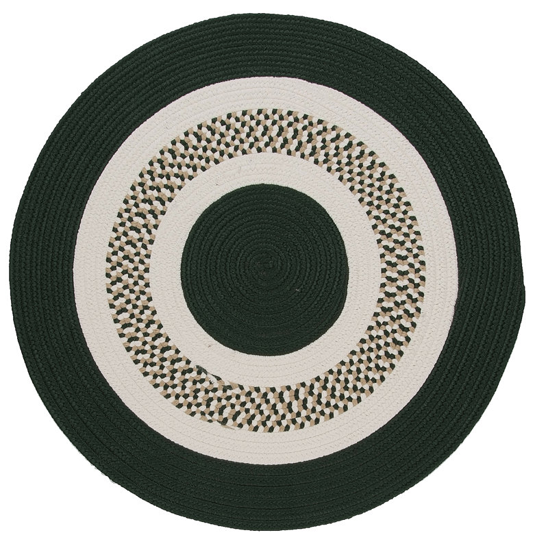 Tapis intérieur / extérieur vert foncé tressé à la main Bloxom, Rond 5 pi