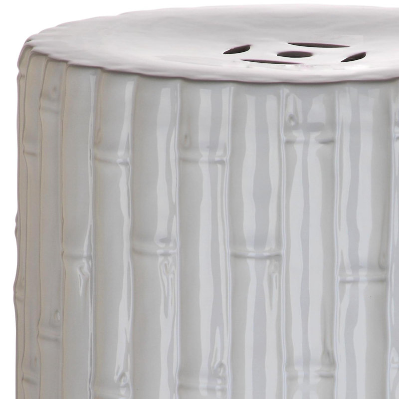 Ceramic Accent Stool, White